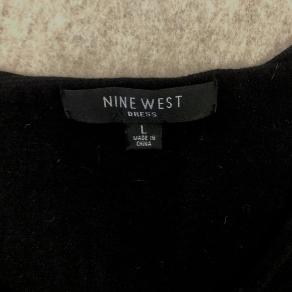 Nine West Sweater Dress Black White Boarder Hem Knit Pullover Size L 3/4 sleeve - Picture 4 of 9